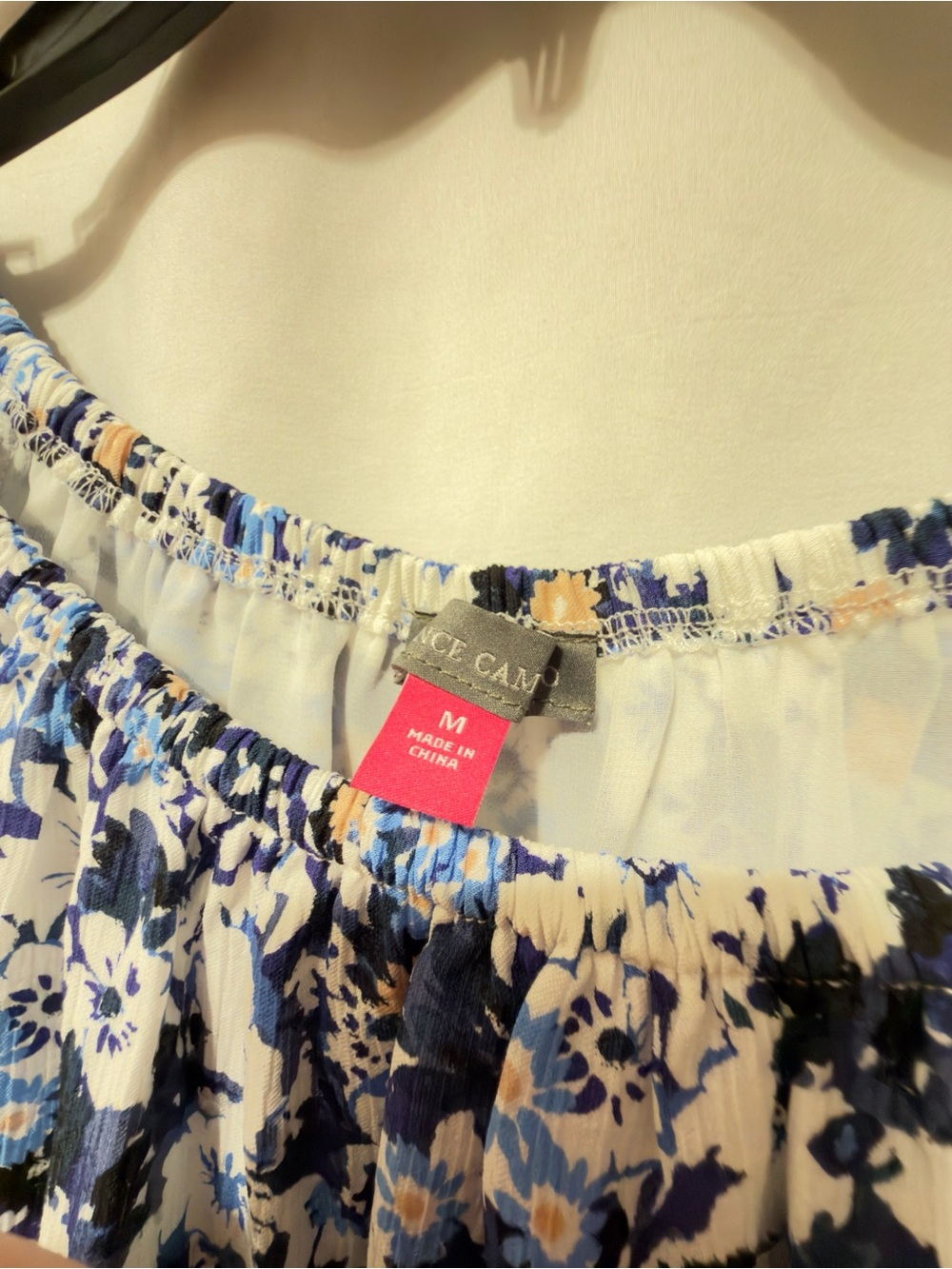 Vince Camuto Off Shoulder Bubble Sleeve Side Tie Blouse, size M, Blue Shadow NWT - Picture 9 of 14